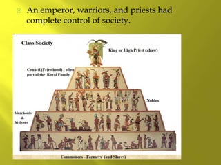  An emperor, warriors, and priests had
complete control of society.
 