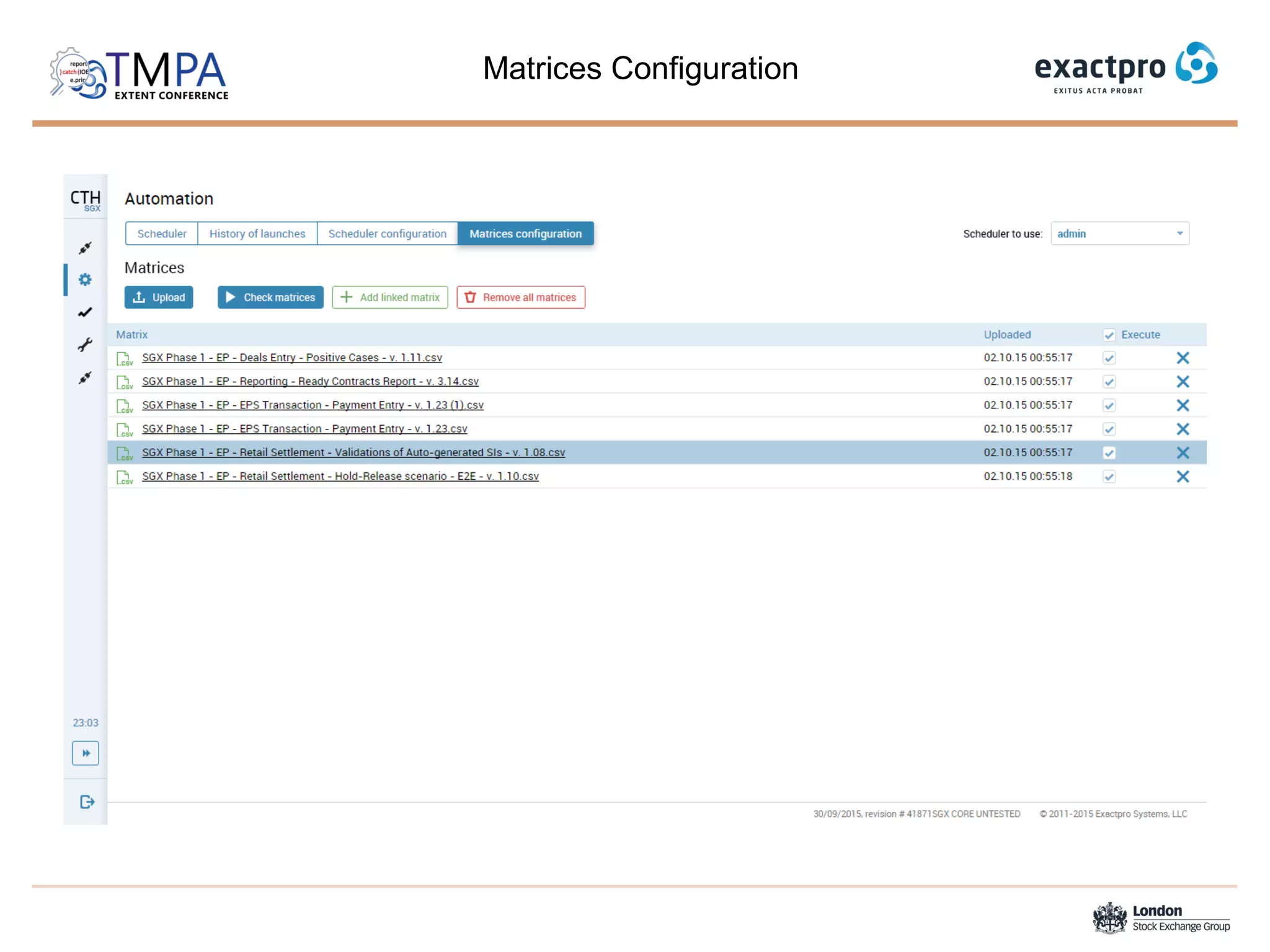 Matrices Configuration
 