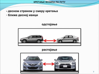 3
- десном страном у смеру кретања
- ближе десној ивици
КРЕТАЊЕ ВОЗИЛА ПО ПУТУ
одстојање
растојање
 