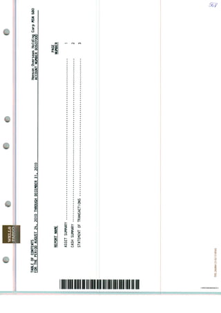 TABLEOF
FORTHEPERIODAUGUST2k.2010"mROUGHDECEHBER31.2010
HensonOverseasHoldingCorpKSN680
ACCOUNTNUrtBER80507C
REPORTNArtE
ASSETSUMMARY
CASHSUMMARY
STATEMENTOFTRANSACTIONS
PAGE
NUftBER
TRS26084(3-02-51856)
 