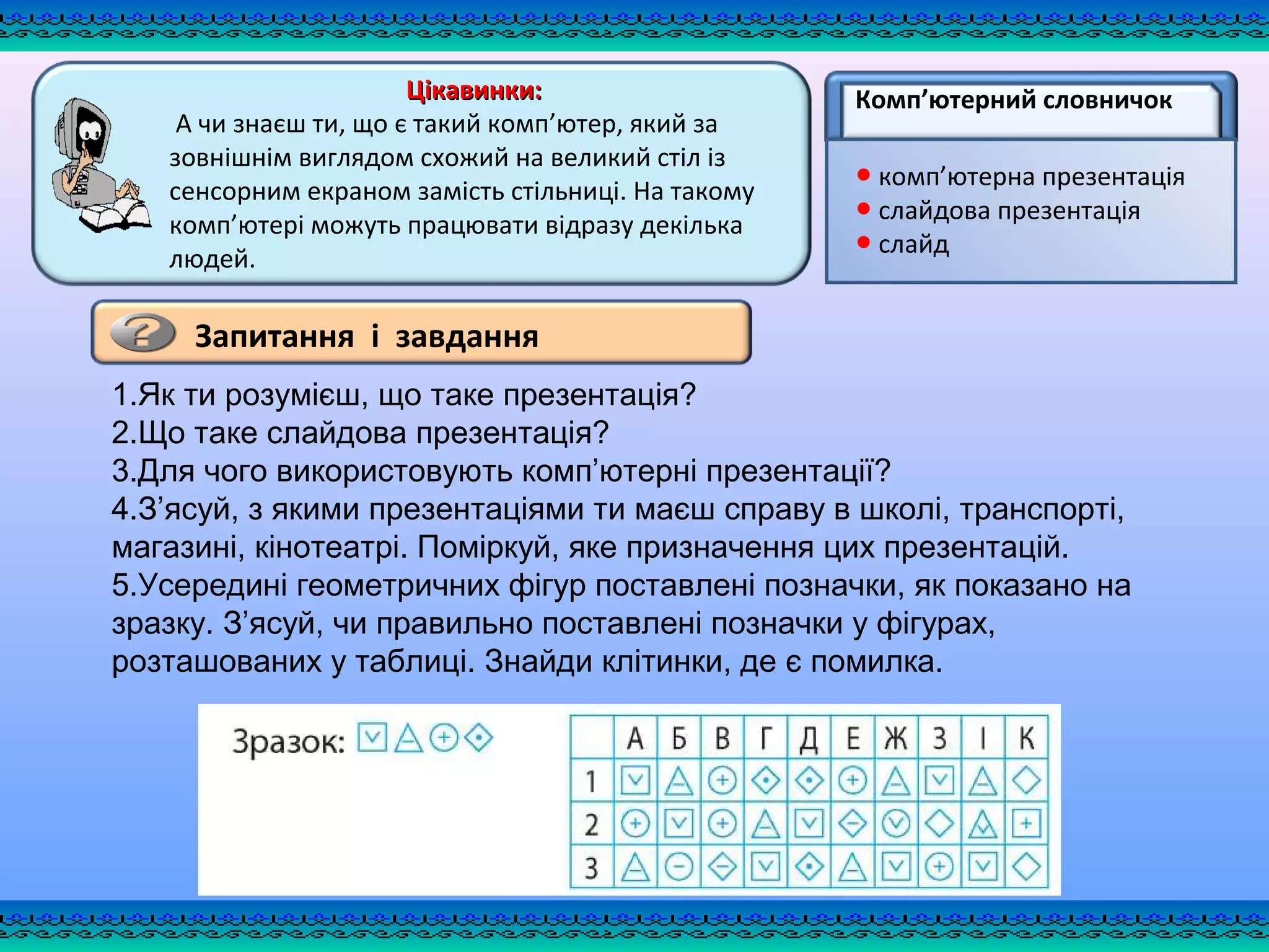 3 клас урок 17 що таке компютерна презентація  PPT