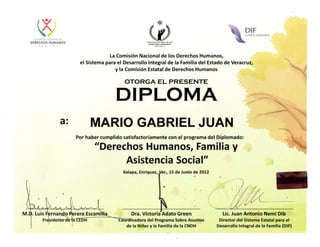 Diplomado en Derechos Humanos, Familia y asistencia Social 
