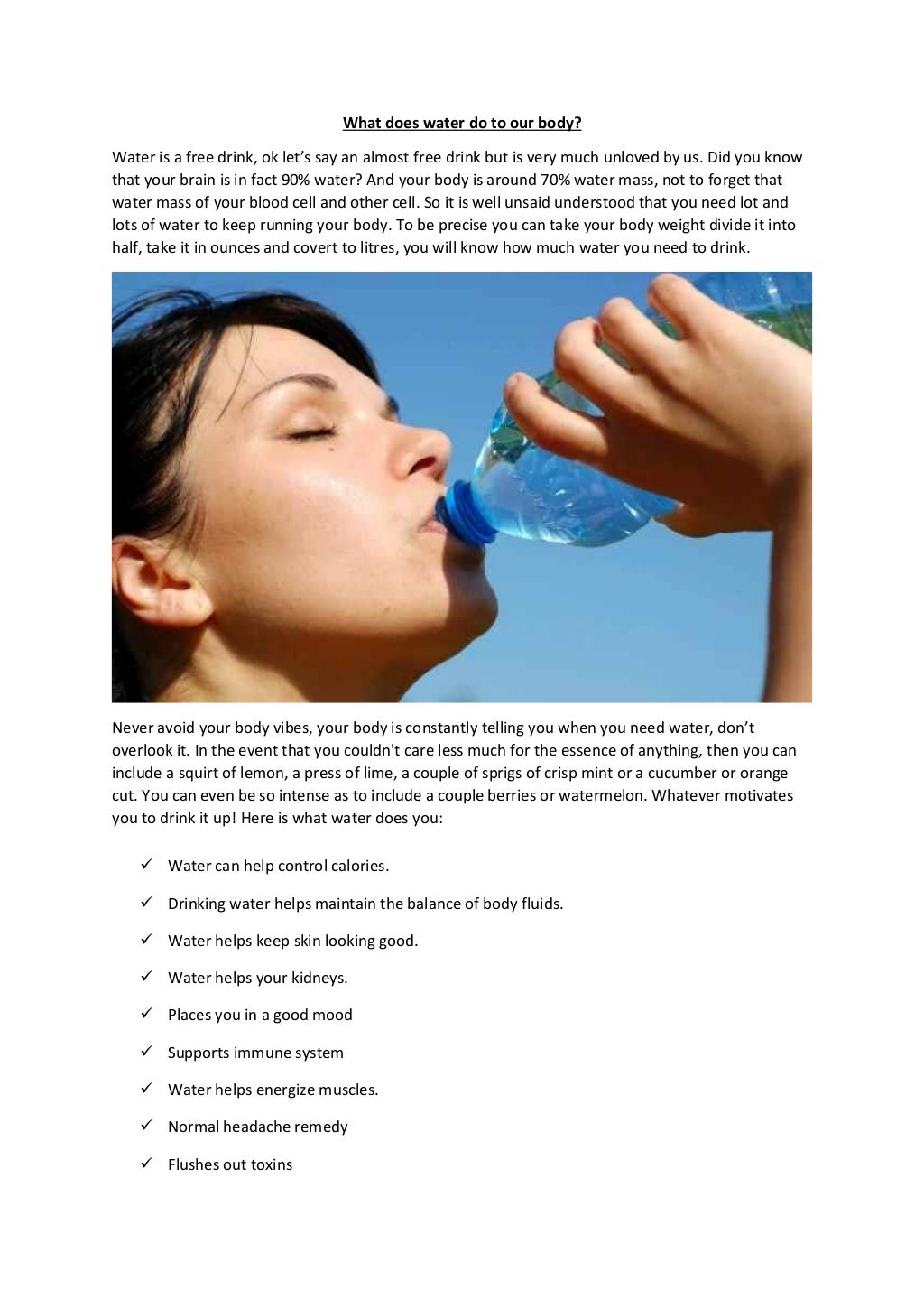 What does water do to our body?