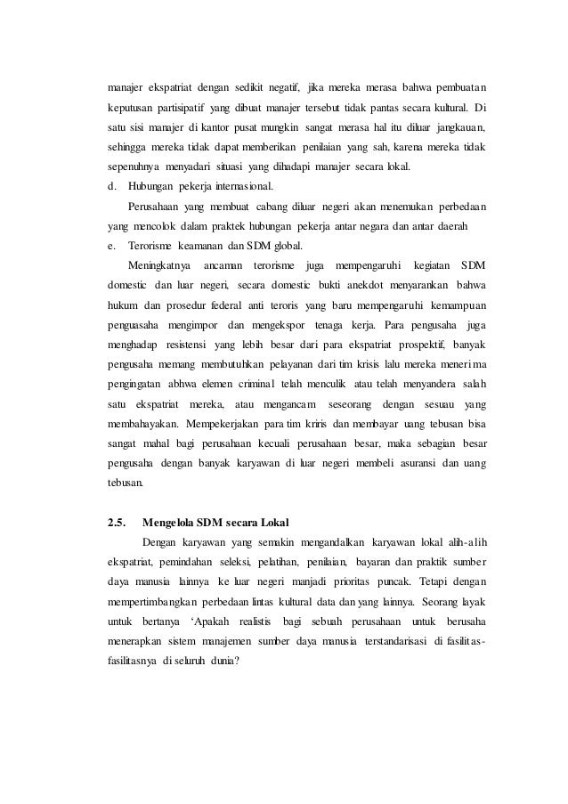 Manajemen Sumber Daya Manusia Global