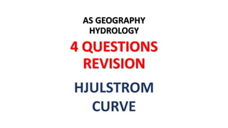 AS GEOGRAPHY
HYDROLOGY
4 QUESTIONS
REVISION
HJULSTROM
CURVE
 