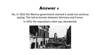 REVISION IGCSE CAMBRIDGE HISTORY: REPARATIONS | PPTX