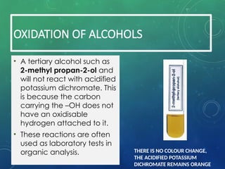 Oxidation Test Alchols Organic chemistry powerpoint for A lecels | PPTX