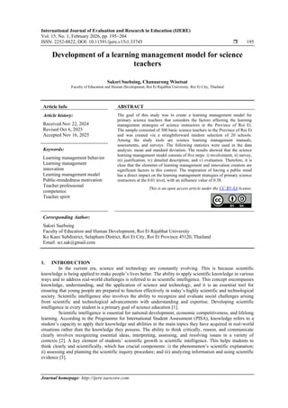 Development of a learning management model for science teachers | PDF