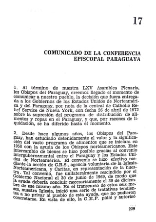 17- Comunicado de la Conferencia Episcopal Paraguaya.