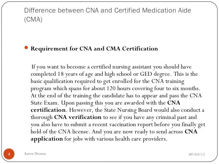 17. difference between cna and certified medication aide (cma)