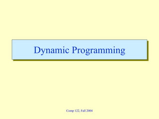 Comp 122, Fall 2004
Dynamic Programming
 