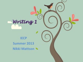 Writing 1Writing 1
IECP
Summer 2013
Nikki Mattson
 