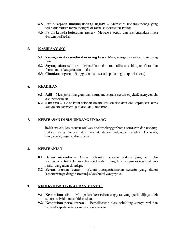 17 Nilai Murni Dan Keterangan Perbuatan