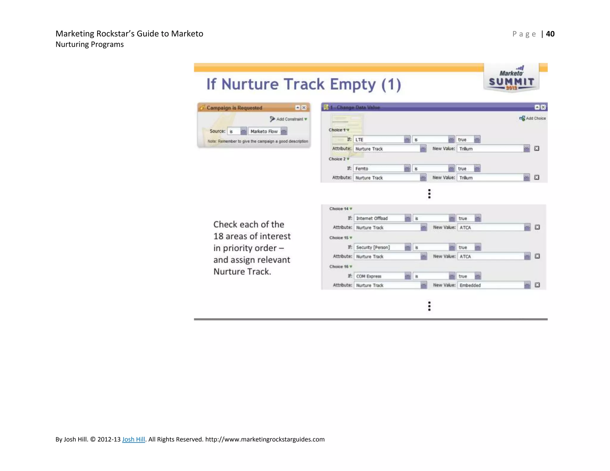 Marketing Rockstar’s Guide to Marketo
Nurturing Programs

By Josh Hill. © 2012-13 Josh Hill. All Rights Reserved. http://www.marketingrockstarguides.com

P a g e | 40

 