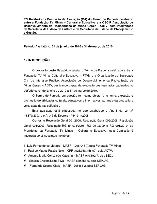 Relatorio de avaliacao institucional