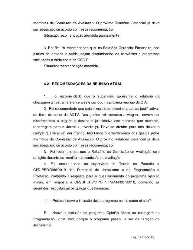 Relatorio de avaliacao institucional