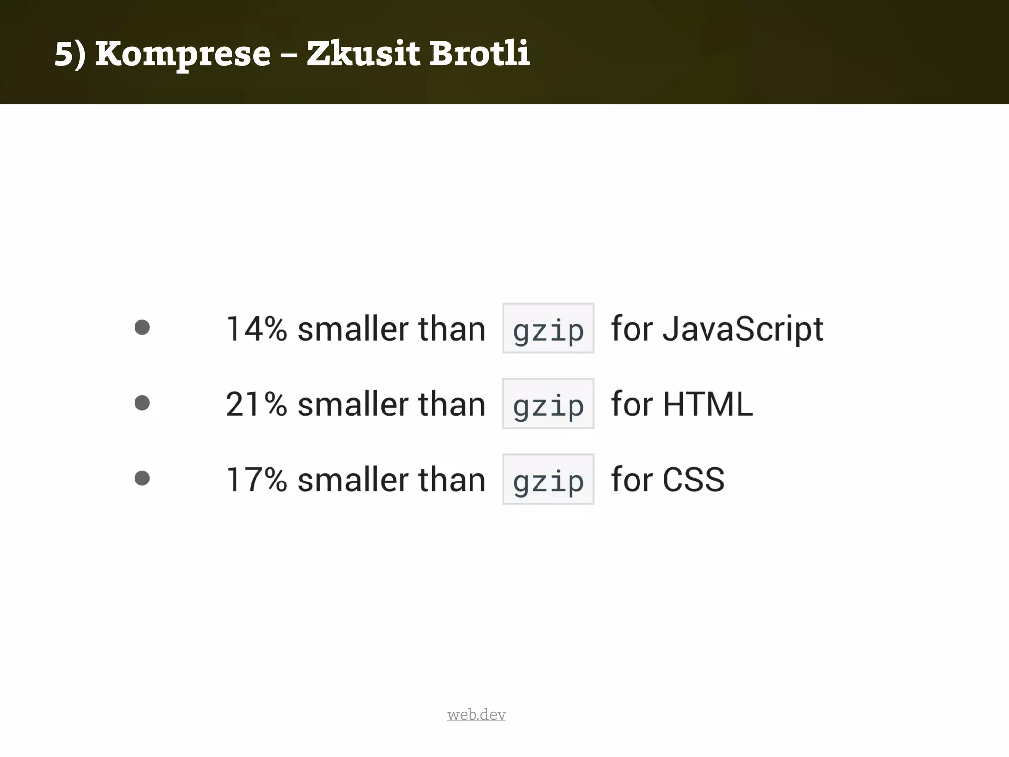 web.dev
5) Komprese – Zkusit Brotli
 