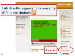 R.Polillo - Marzo 201313
2 canali
I siti di solito segnalano la presenza
di feed col simbolo
 