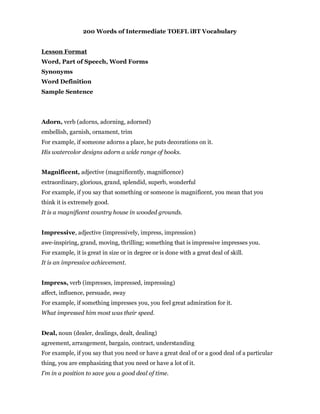 Sentence With Splendid 1700 toefl words | PDF