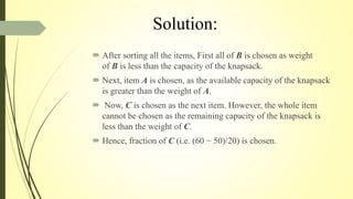 Fractional Knapsack Problem | PPTX