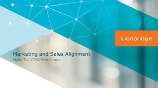 Marketing and Sales Alignment
Mass TLC CMO Peer Group
 