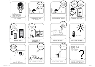 Dit is Sofie.
- 32 jaar
- creative consultant
- fan van online kopen
- sociaal zeer actief
5 seconden later...
Onderweg naar werk
in de trein.
Toms!!!
Wow, die wil
ik.
18.00u,
onderweg naar huis.
LK: Hé soof!
kom je straks
naar t park?
ja! Leuk!
Laten we eens kijken naar
Stadslogistiek op Maat...
Onderweg
naar
Sofie...
Maar waar
precies?TING!
nieuw order
van Sofie
365.24.7
post
Ik ben er
bijna, snel
ff prijzen
checken
49,-
Ik doe ‘t
gewoon!
Gekocht!
...en ik
heb ze al
vanavond,
ik ben toch
thuis.
Bijna bij Amstel Station. Wachtende op de tram...
buy
49,-
Ondertussen in
het magazijn...
spoedje
Toms,
maat 38
Dezelfde dag nog...
365.24.7
post
Just to know, het weer...
28 graden
ding dong...
ding dong...
niet thuis!
op tijd!
Wat veel
fietsers!
Bij Sofie voor de deur...Ja, inderdaad... Spitsuur!
?
Benieuwd wat er
aan deze nieuwe
vorm van
stedelijkheid
valt te doen
STADSLOGISTIEK OP MAAT4 5VOORWOORD
 