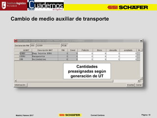 Conrad CardonaMadrid, Febrero 2017
Cambio de medio auxiliar de transporte
Cantidades
preasignadas según
generación de UT
 
