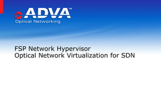 FSP Network Hypervisor
Optical Network Virtualization for SDN
 