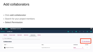 Add collaborators
▪ Click add collaborator
▪ Search for your project members
▪ Select Permission
 