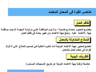 6
‫تترك‬ ‫ال‬ ‫ى‬‫الت‬ ‫النماذج‬ ‫ميم‬‫تص‬ ‫ى‬‫ف‬ ‫ة‬‫العالي‬ ‫برة‬‫الخ‬ ‫ذات‬ ‫ة‬‫الدولي‬ ‫االعتماد‬ ‫ة‬‫جه‬ ‫ر‬‫لمعايي‬ ‫ع‬‫تخض‬
.‫بالمعمل‬ ‫العمل‬ ‫إحكام‬ ‫فى‬ ‫ثغرات‬
.‫المستمرة‬ ‫التسجيالت‬ ‫طريق‬ ‫عن‬ ‫الدولية‬ ‫االعتماد‬ ‫جهة‬ ‫لرقابة‬ ‫خاضعة‬
‫بالمعمل‬ ‫المتداولة‬ ‫النماذج‬
‫بالمعمل‬ ‫المتداولة‬ ‫النماذج‬
‫البيئية‬ ‫الظروف‬
‫البيئية‬ ‫الظروف‬
‫ة‬ ‫موافق‬ ‫د‬ ‫بع‬ ‫إال‬ ‫ة‬ ‫المهن‬ ‫ة‬ ‫مزاول‬ ‫ى‬ ‫عل‬ ‫ة‬ ‫الموافق‬ ‫م‬ ‫يت‬ ‫وال‬ ، ‫ة‬ ‫وواضح‬ ‫محددة‬ ‫ر‬ ‫لمعايي‬ ‫ع‬ ‫يخض‬
.‫العمل‬ ‫طاقم‬ ‫فى‬ ‫يحدث‬ ‫تغيير‬ ‫باى‬ ‫االعتماد‬ ‫جهة‬ ‫وتبلغ‬ ، ‫عليه‬ ‫االعتماد‬. ‫جهة‬
‫العمل‬ ‫طاقم‬
‫العمل‬ ‫طاقم‬
‫المعتمد‬ ‫المعمل‬ ‫فى‬ ‫القوة‬ ‫عناصر‬
 