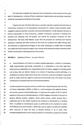 Poverty Reduction Through Social Entrepreneurship (PRESENT) Bill | PDF