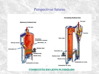 Perspectivas futuras
COMBUSTÃO EM LEITO FLUIDIZADOCOMBUSTÃO EM LEITO FLUIDIZADO
 