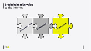 Blockchain adds value
to the internet
 