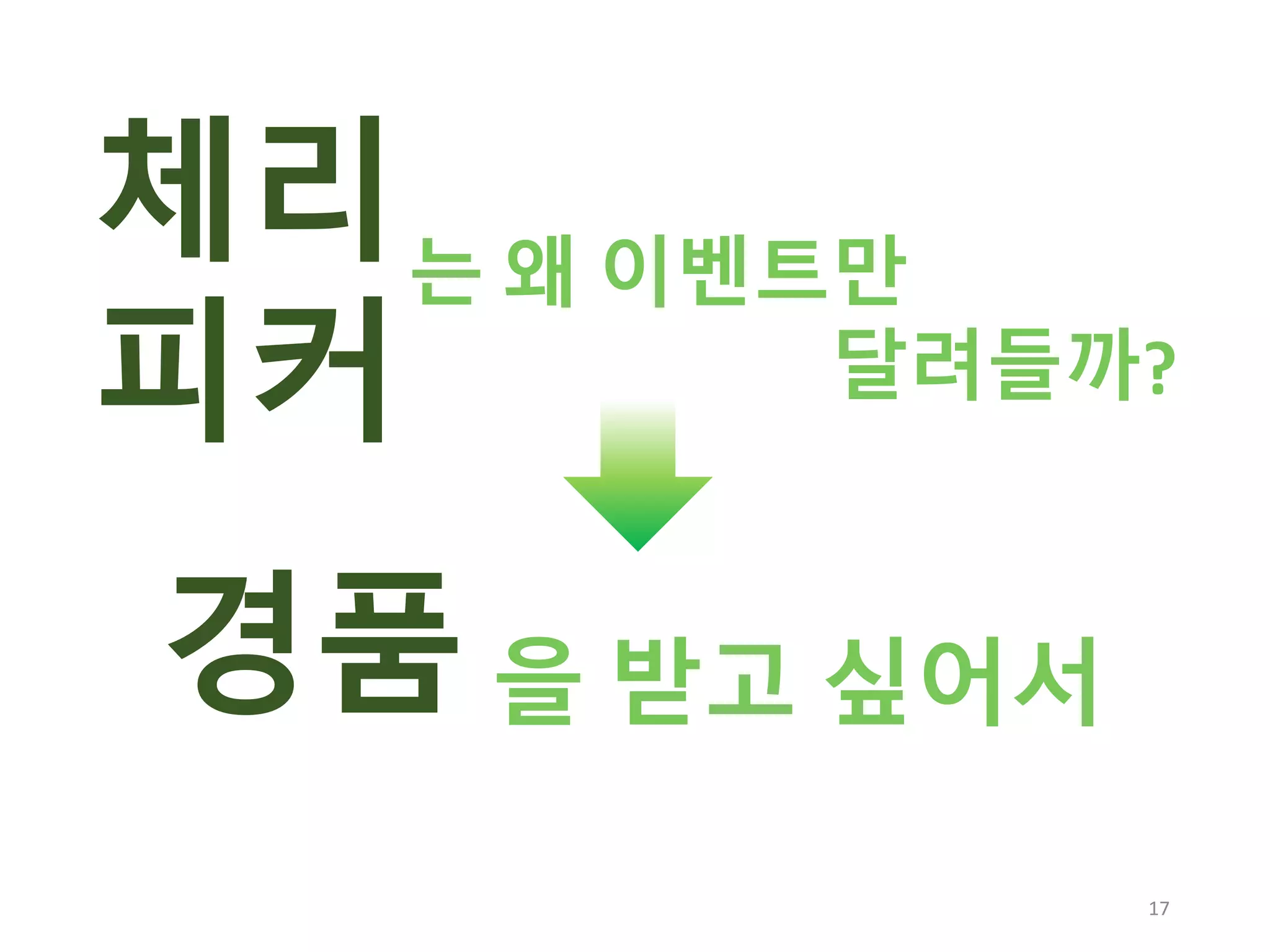 17
체리
피커
는 왜 이벤트만
달려들까?
을 받고 싶어서경품
 