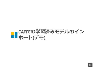 CAFFEの学習済みモデルのイン
ポート(デモ)
11
 