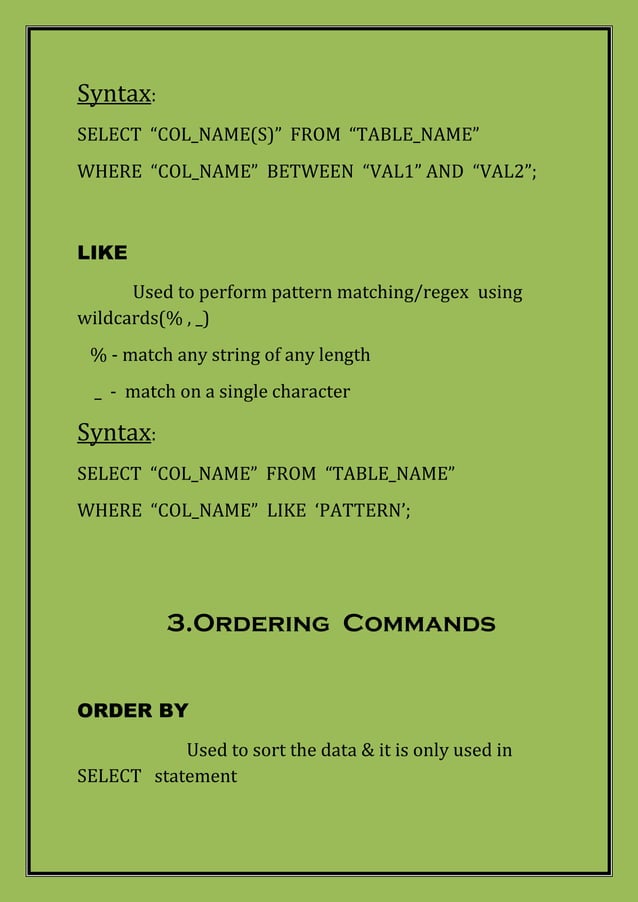 Cheat sheet SQL commands with examples and easy understanding | PDF