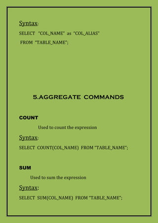 Cheat sheet SQL commands with examples and easy understanding | PDF image.