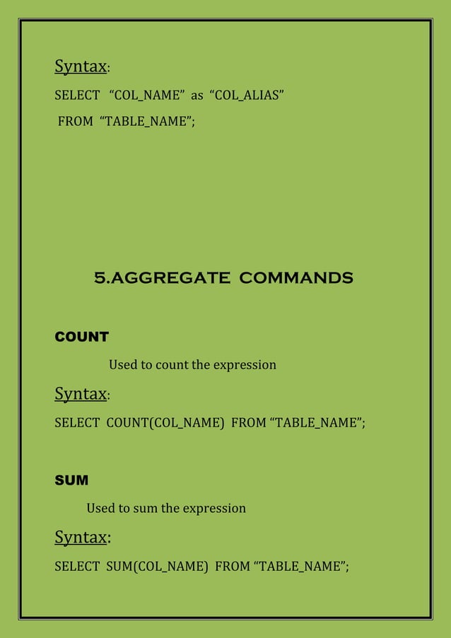 Cheat sheet SQL commands with examples and easy understanding | PDF