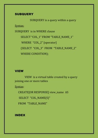 Cheat sheet SQL commands with examples and easy understanding | PDF