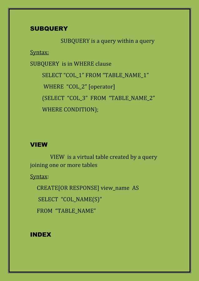 Cheat sheet SQL commands with examples and easy understanding | PDF