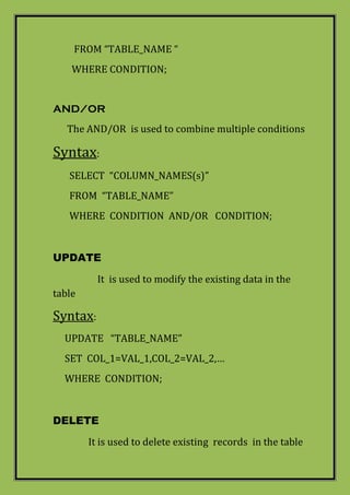 Cheat sheet SQL commands with examples and easy understanding | PDF