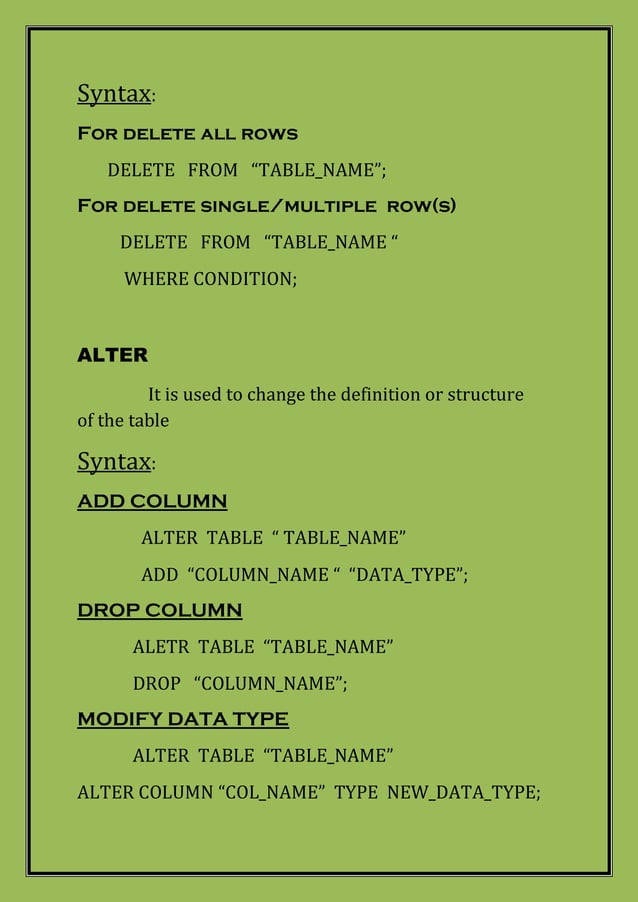 Cheat sheet SQL commands with examples and easy understanding | PDF