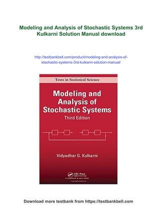 Modeling and Analysis of Stochastic Systems 3rd Kulkarni Solution ...