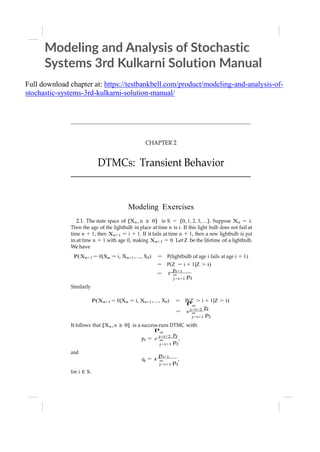 Modeling and Analysis of Stochastic Systems 3rd Kulkarni Solution ...