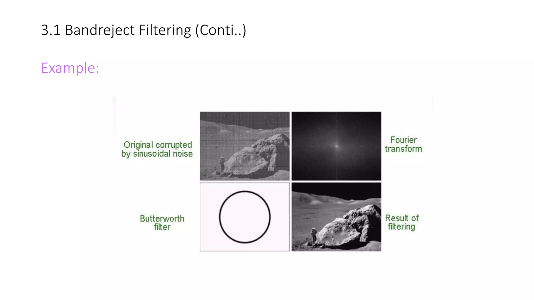 3.1 Bandreject Filtering (Conti..)
Example:
 