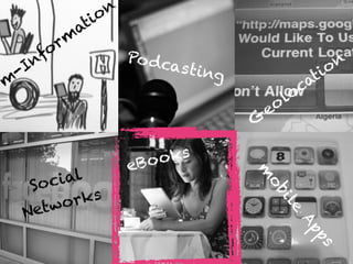 o n
          ti
Step towards digital
         a
      rm
   lecture room
     fo          Po dc                                n
   In                 a   s ting                    o
m
 -                                             ti
                                             ca
                                          lo
                                       eo
                                   G

                 eB o oks
       ial



                                   m
   So c



                                   ob
    tw o rks



                                        il
  Ne



                                          e
                                            Ap
                                              ps
 