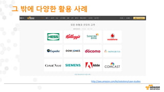 그 밖에 다양한 활용 사례
http://aws.amazon.com/ko/solutions/case-studies
 