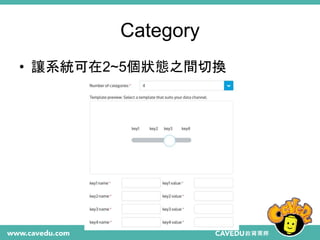 Category
• 讓系統可在2~5個狀態之間切換
 