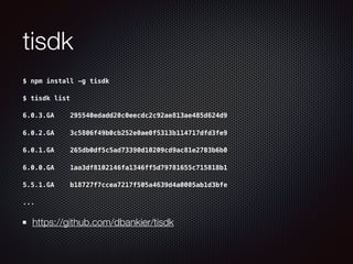 tisdk
$ npm install -g tisdk
$ tisdk list
6.0.3.GA    295540edadd20c0eecdc2c92ae813ae485d624d9
6.0.2.GA    3c5806f49b0cb252e0ae0f5313b114717dfd3fe9
6.0.1.GA    265db0df5c5ad73390d10209cd9ac81e2703b6b0
6.0.0.GA    1aa3df8102146fa1346ff5d79781655c715818b1
5.5.1.GA    b18727f7ccea7217f505a4639d4a0005ab1d3bfe
...
https://github.com/dbankier/tisdk
 