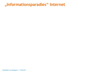 „Informationsparadies“ Internet




Kaufpfade von eShoppern / 17.05.2011
 